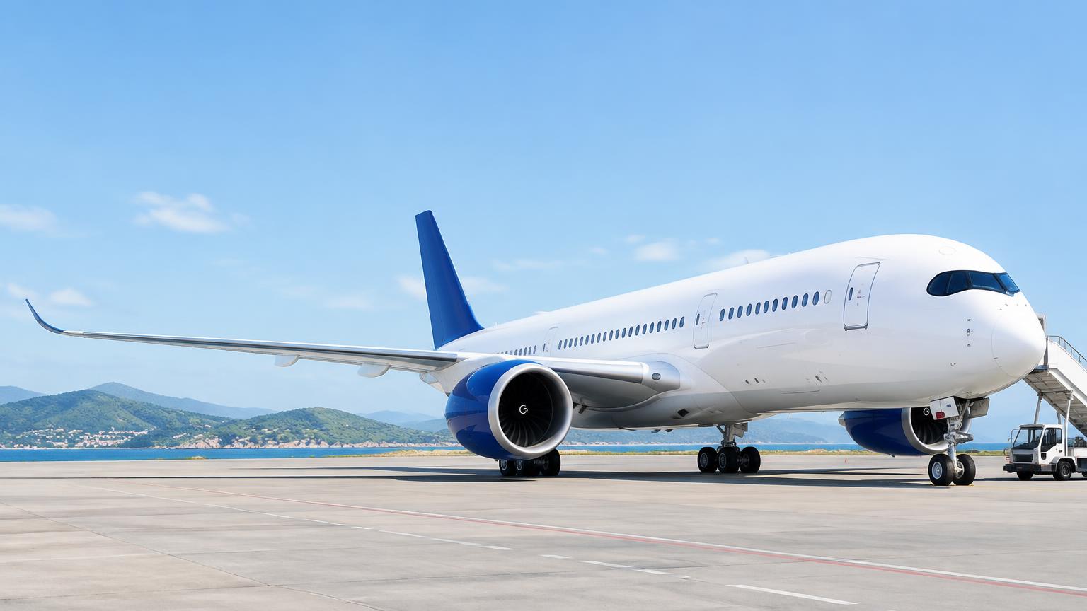 NyetWing blue-tail A350 on the apron